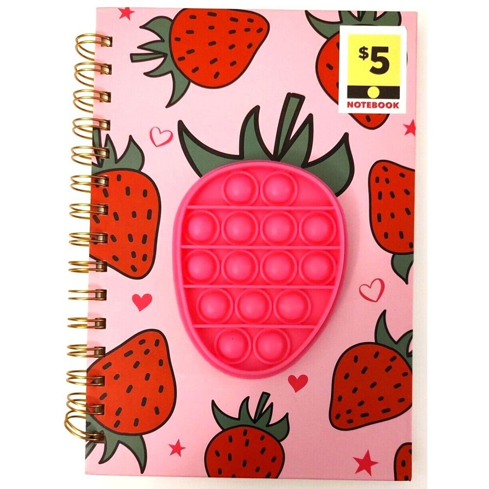 Push It Fidget Toy Strawberry Fruit Spiral Tablet Journal Notebook Multicolored
